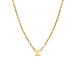 14k Curb Chain Initial Letter Necklace