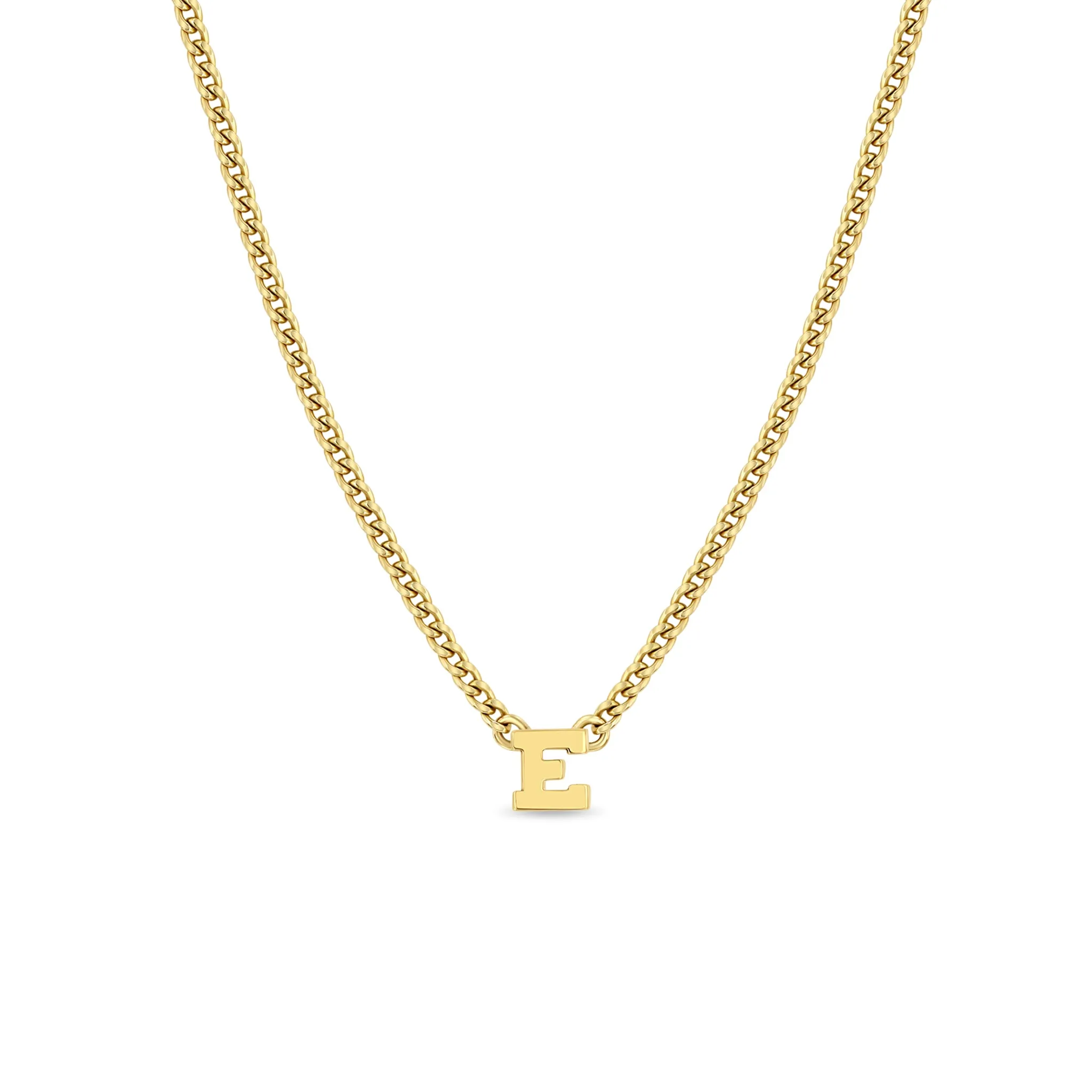 14k Curb Chain Initial Letter Necklace