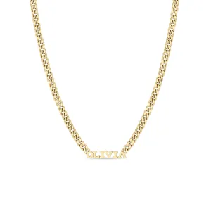 14k Gold Custom Itty Bitty Letters Curb Chain Necklace