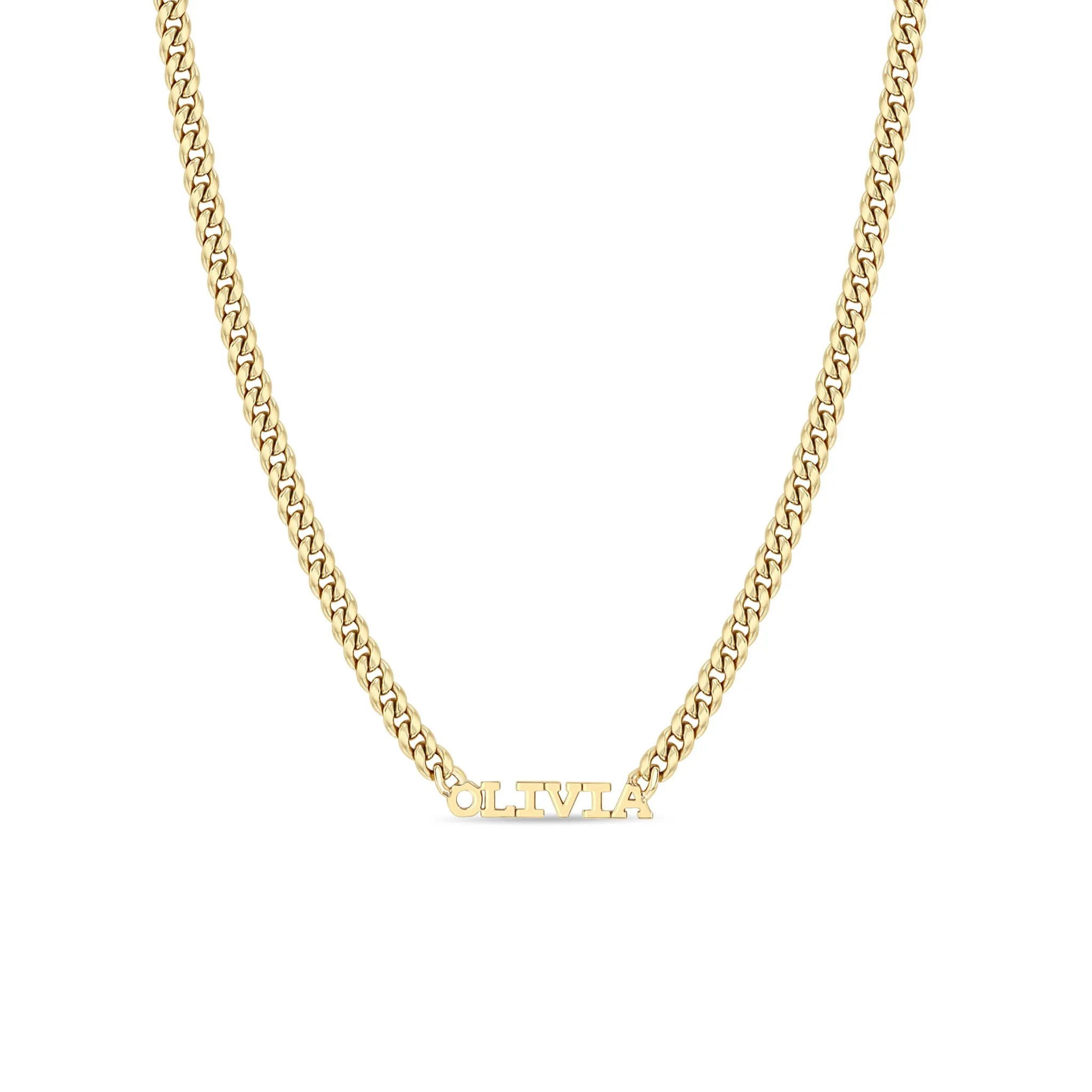 14k Gold Custom Itty Bitty Letters Curb Chain Necklace