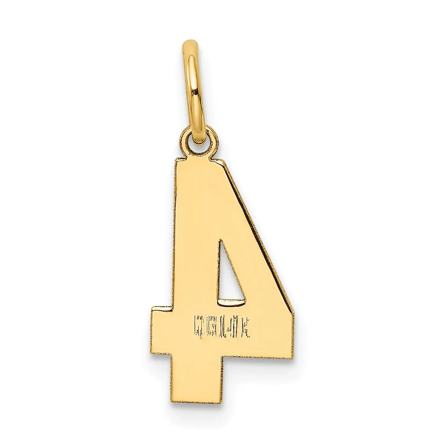 14K Yellow Gold Polished Finish Medium Size Number 4 Charm Pendant