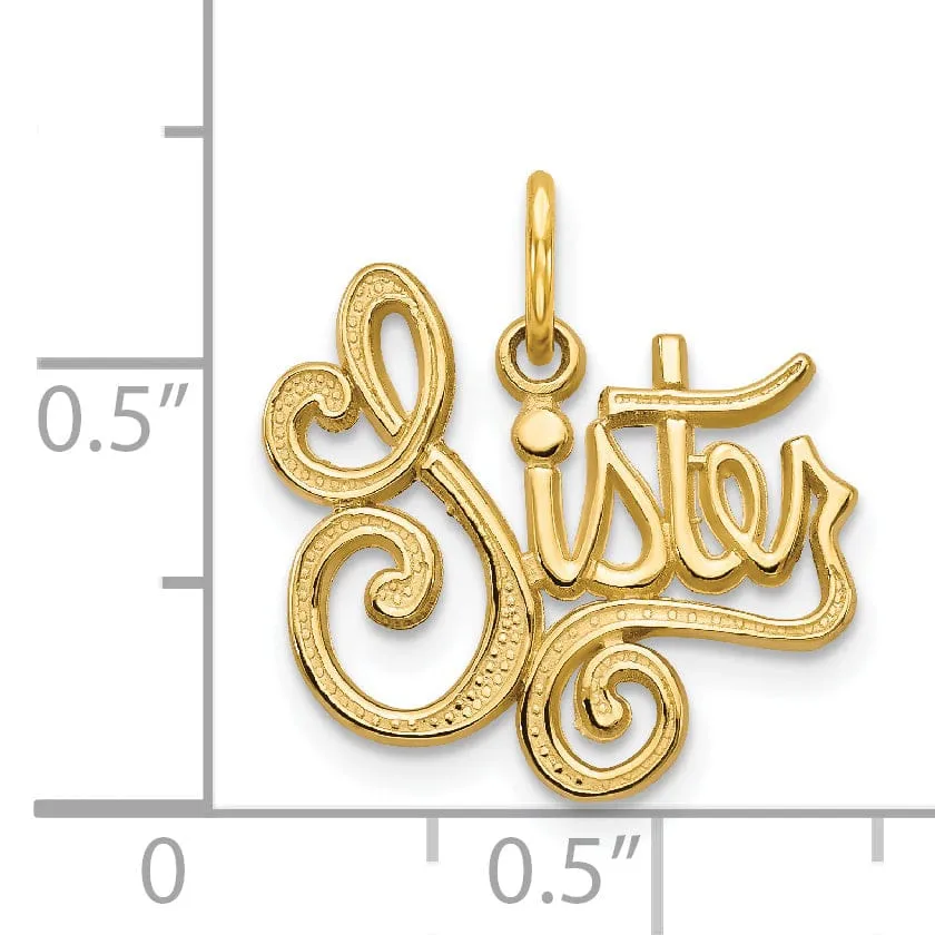 14k Yellow Gold Sister Charm Pendant