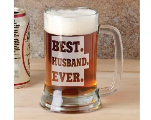 16 Oz Best HUSBAND Beer Mug Personalized Drinking Glass Etched Gift for Father Day, Dad, Grandpa, Husband, from Wife, kids, son, daughter