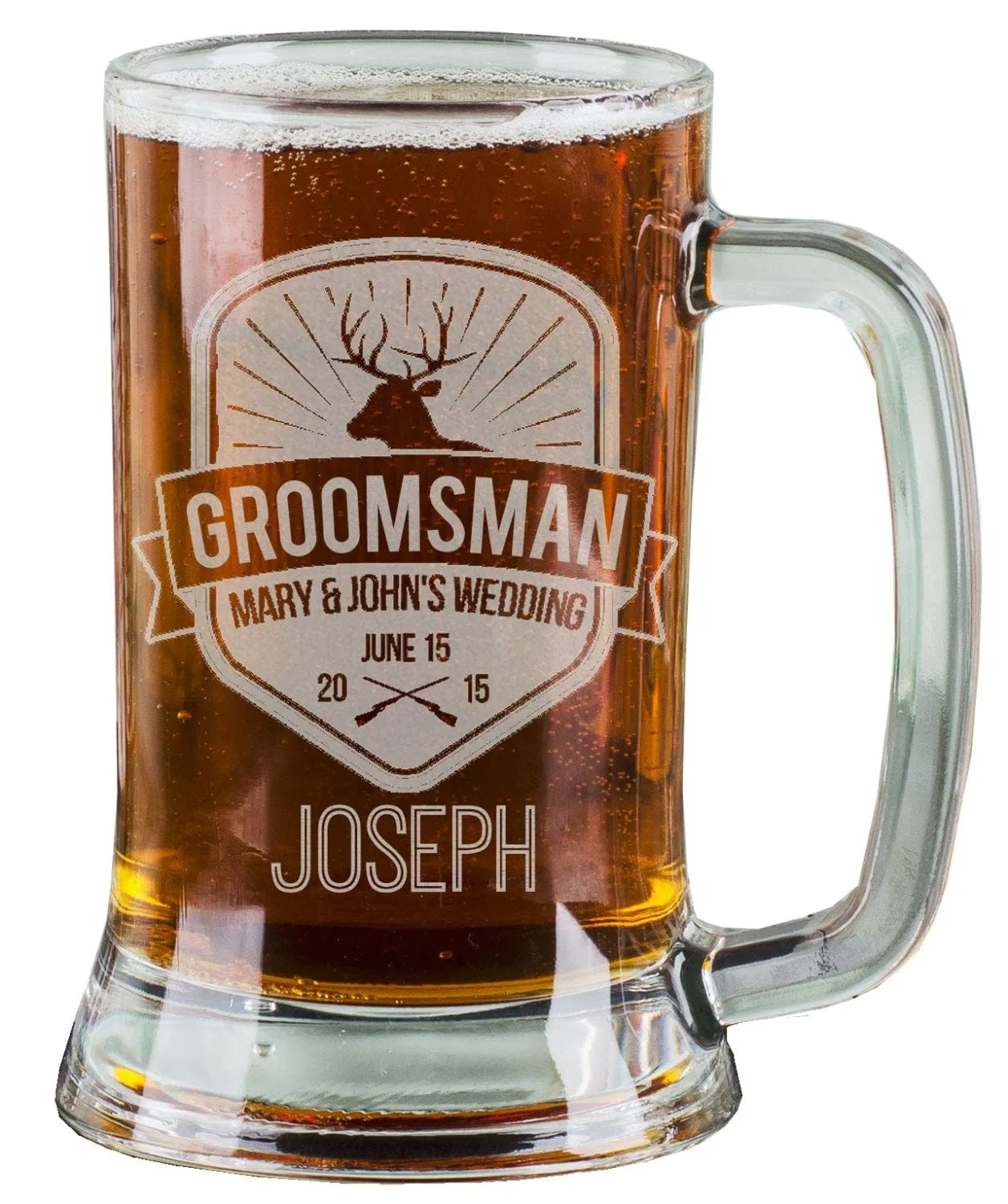 16 Oz Buck Hunter Groomsman Beer Mugs Wedding Party Hunting Engraved Groomsmen Best Man Groom Father Usher Gift Discounts Glass Etched