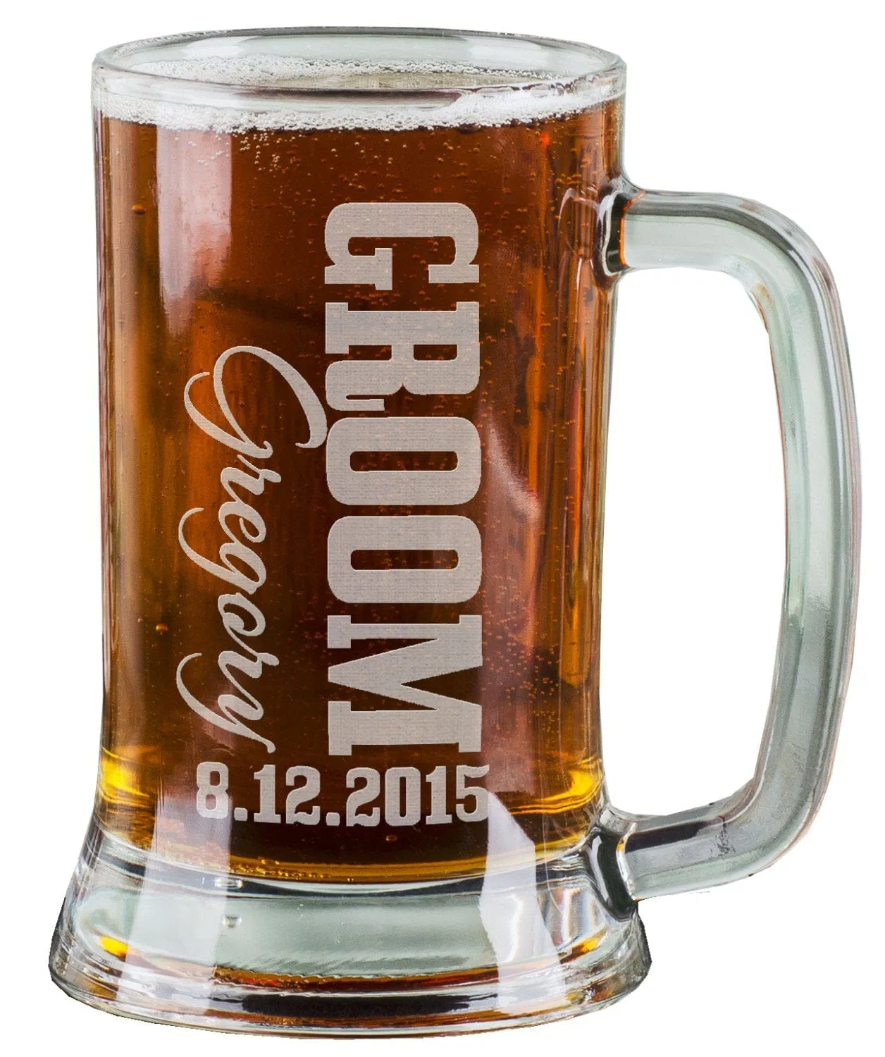 16 Oz Groomsmen Beer Mugs Engraved Wedding Party Groomsman Best Man Groom Father of the Bride Gift Bulk Discounts Glass Beer Stein Etched