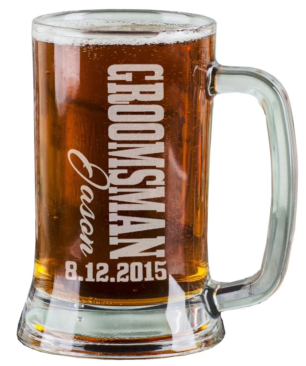 16 Oz Groomsmen Beer Mugs Engraved Wedding Party Groomsman Best Man Groom Father of the Bride Gift Bulk Discounts Glass Beer Stein Etched