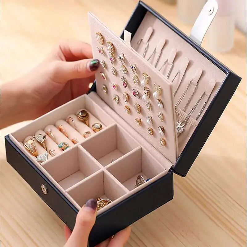 1pcs Double Layer Storage Jewelry Box Travel Home Portable*