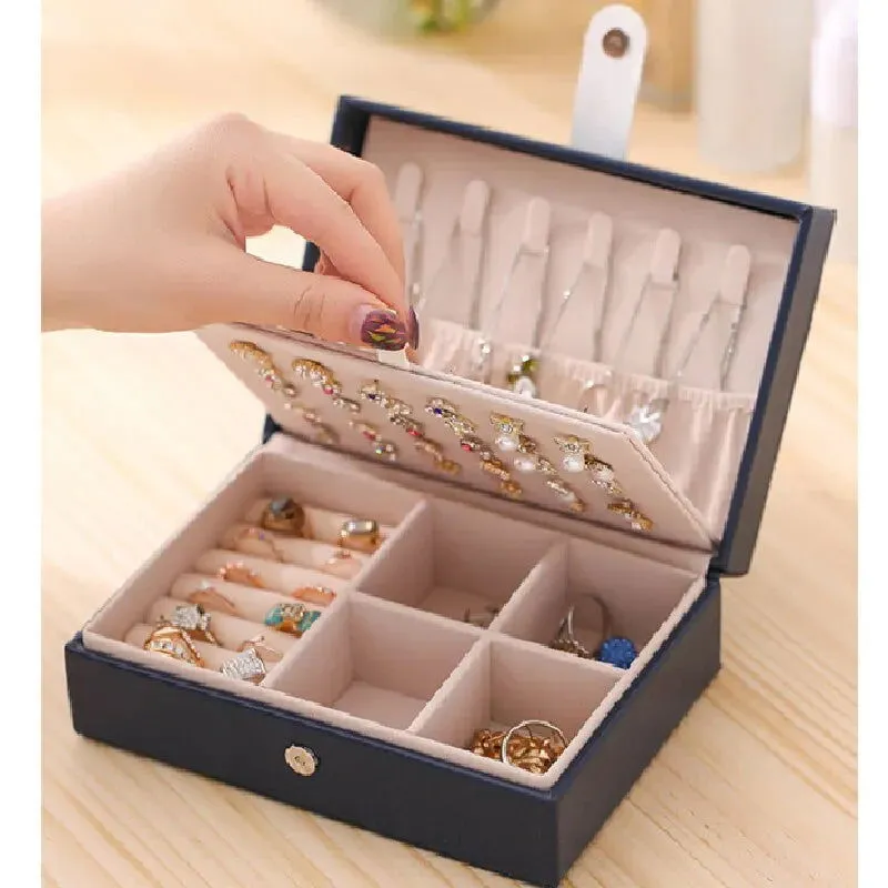 1pcs Double Layer Storage Jewelry Box Travel Home Portable*