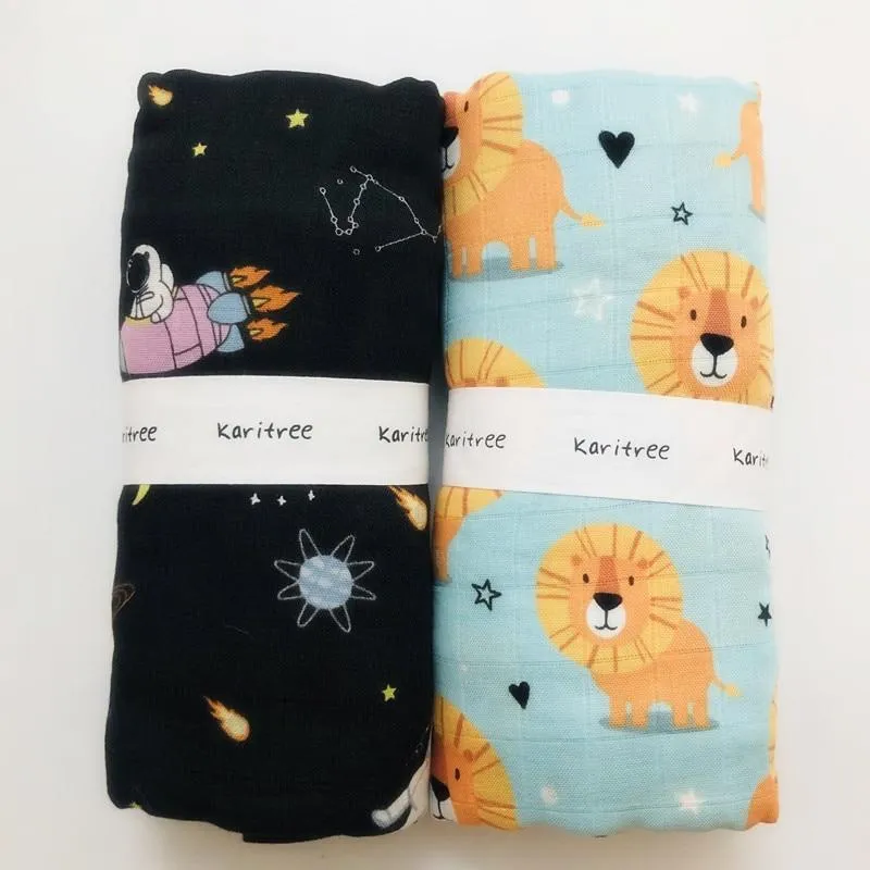 2 Pieces Baby Cotton/Bamboo Multi-Use Swaddle Blanket Wraps