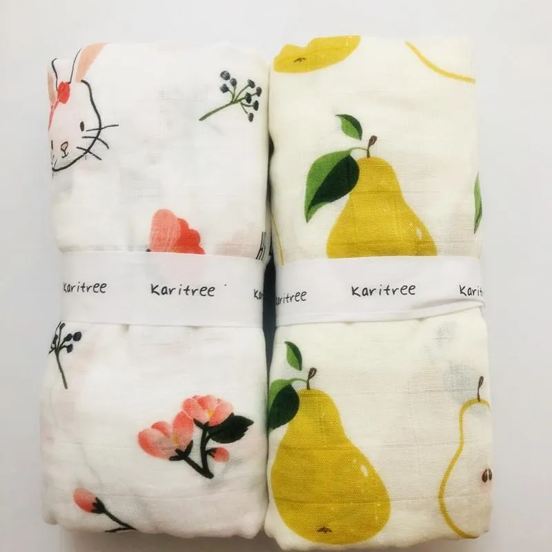 2 Pieces Baby Cotton/Bamboo Multi-Use Swaddle Blanket Wraps