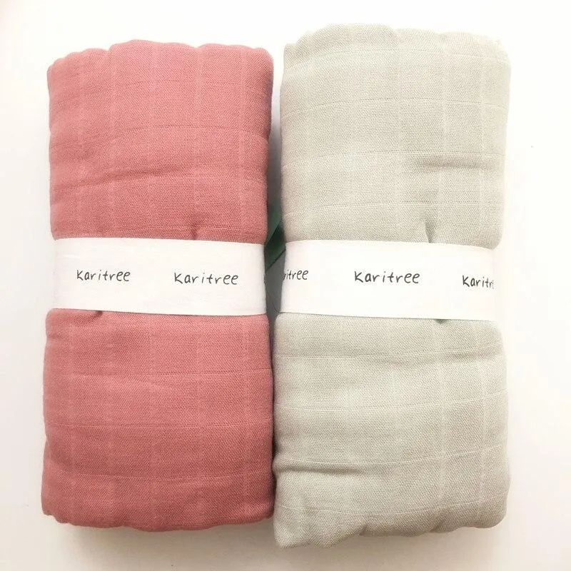 2 Pieces Baby Cotton/Bamboo Multi-Use Swaddle Blanket Wraps