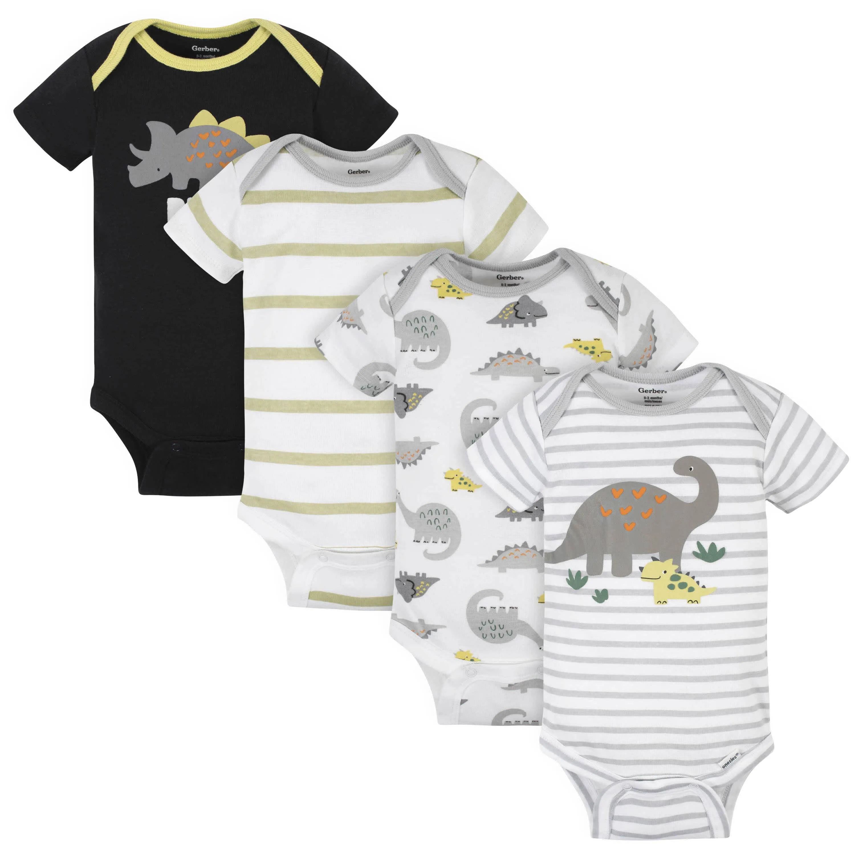 4-Pack Baby Boys Dinosaurs Short Sleeve Onesies® Bodysuits