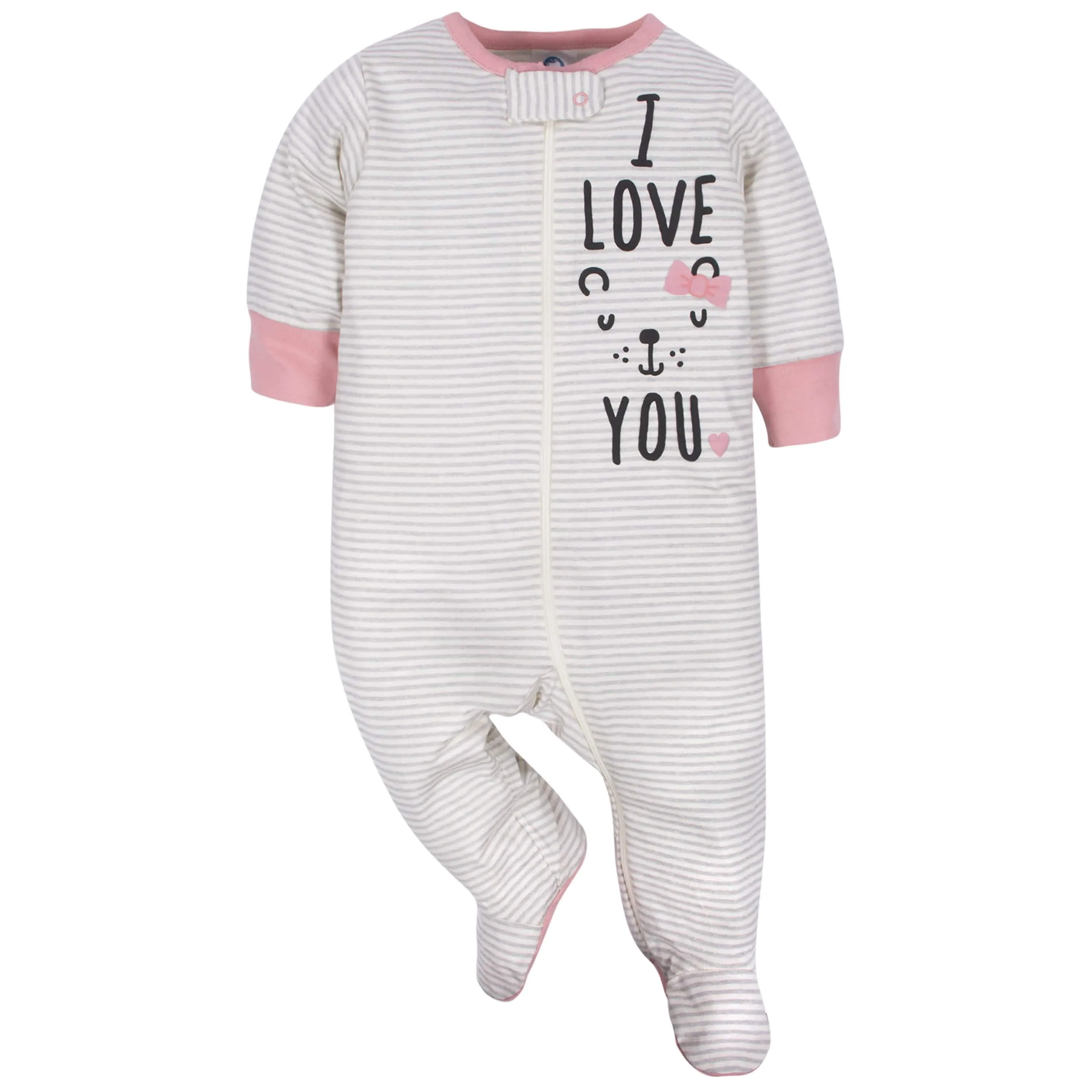 4-Piece Baby Girls Bear Onesies® Bodysuits & Sleep 'N Play Set