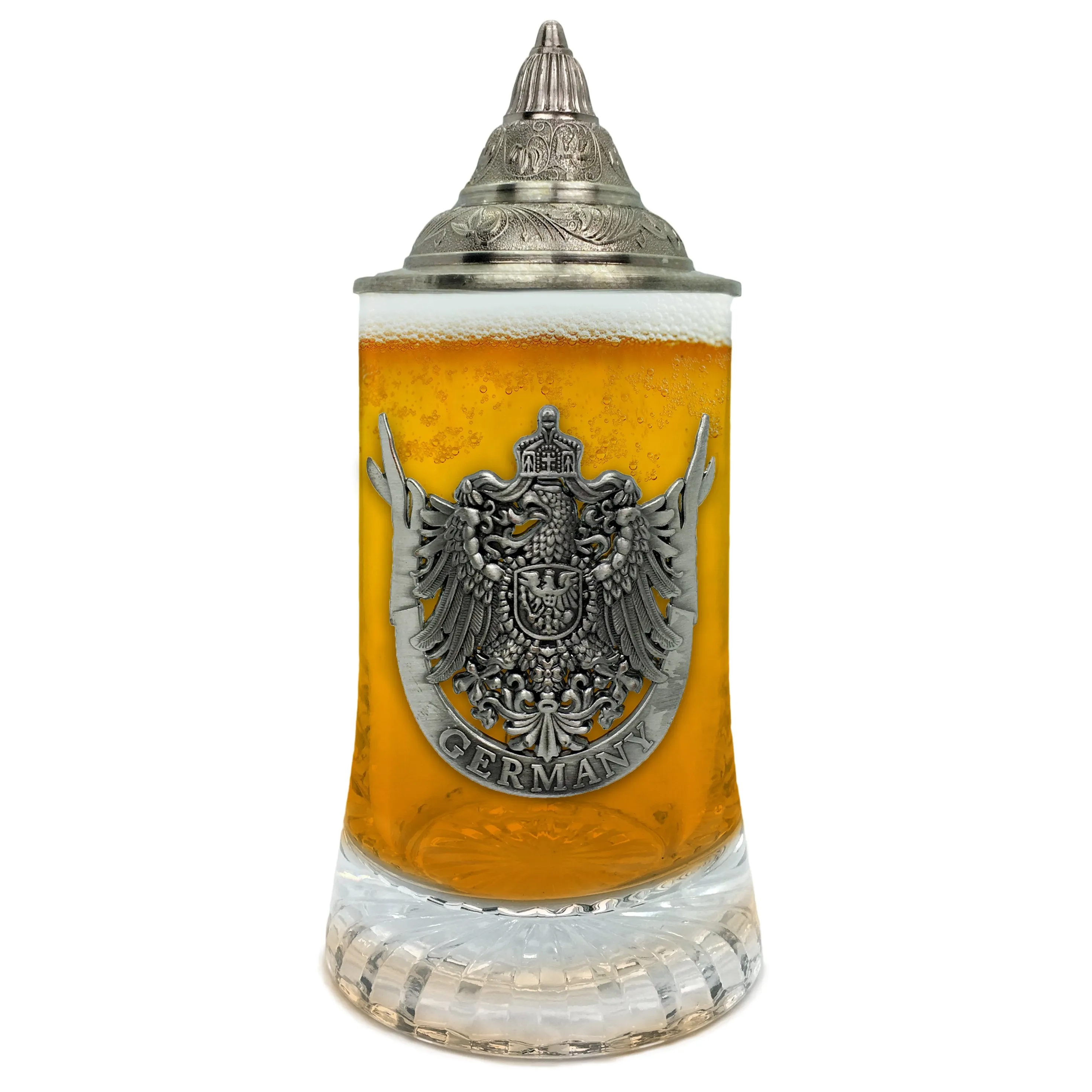 .5L Eagle Medallion Lidded Glass Mug