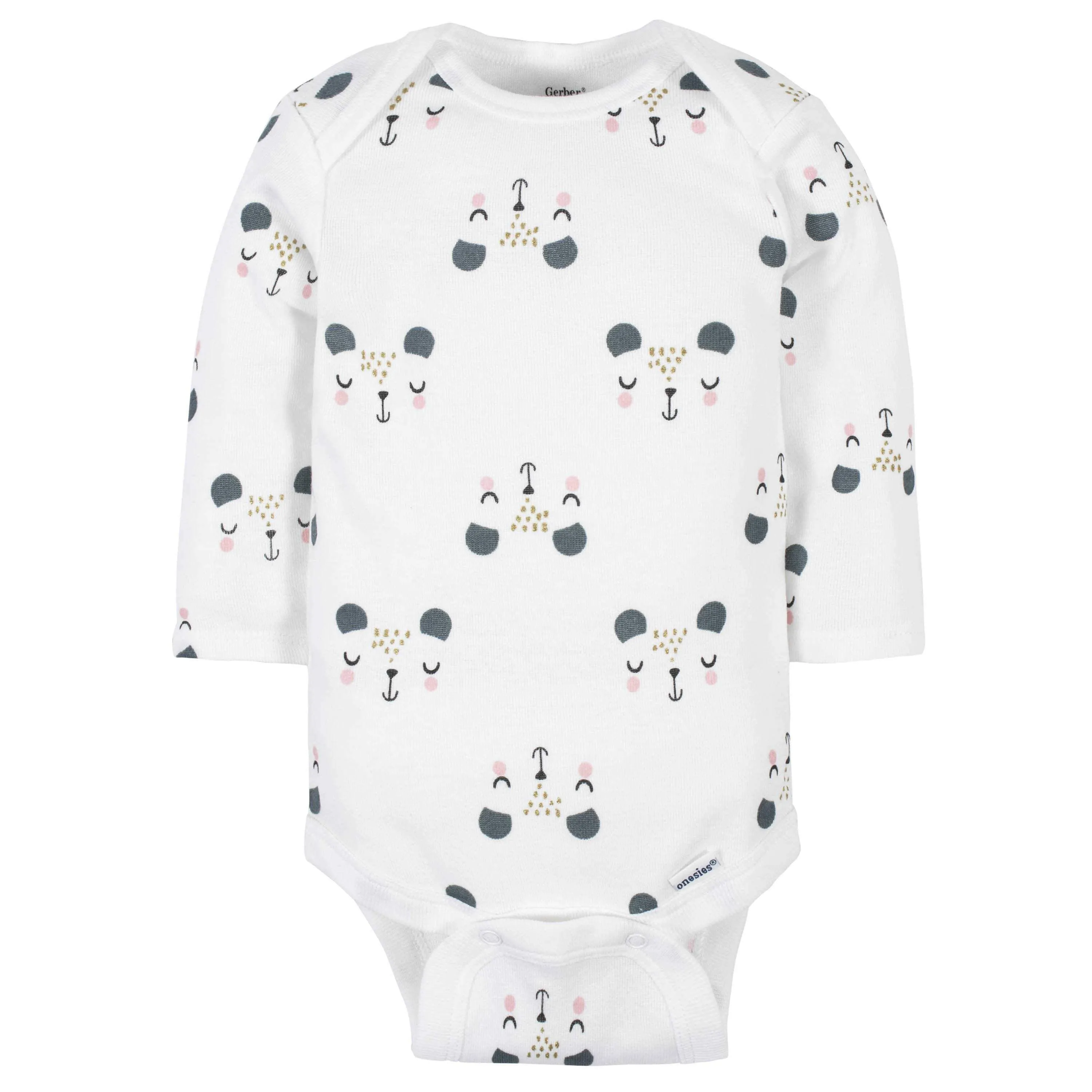 6-Pack Baby Girls Bear Long Sleeve Onesies® Bodysuits