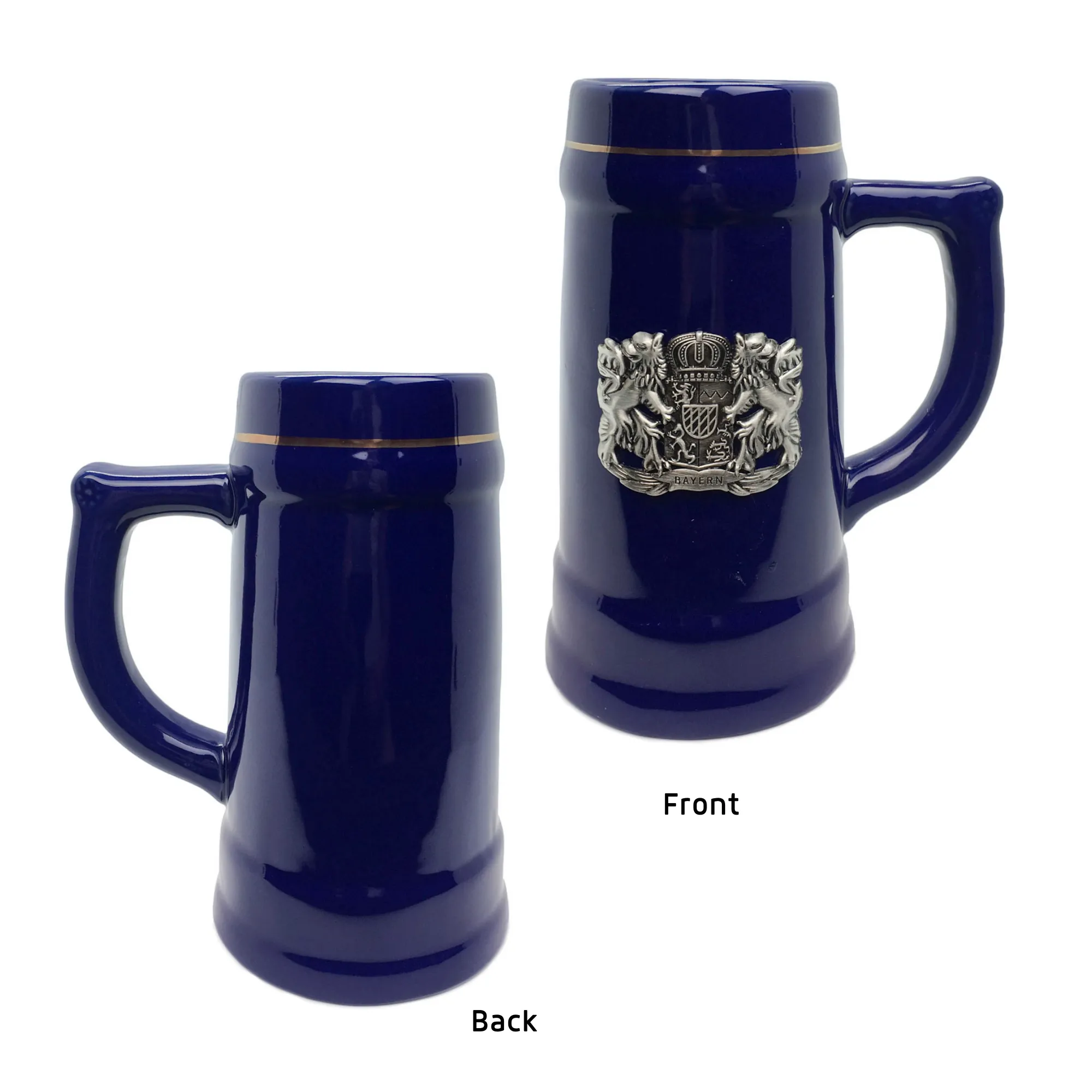 .75L Bayern Cobalt Blue Medallion German Beer Stein