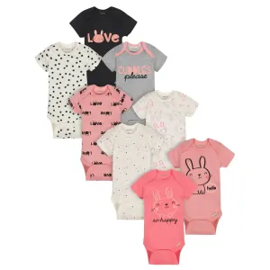 8-Pack Baby Girls Bunny Onesies® Brand Bodysuits