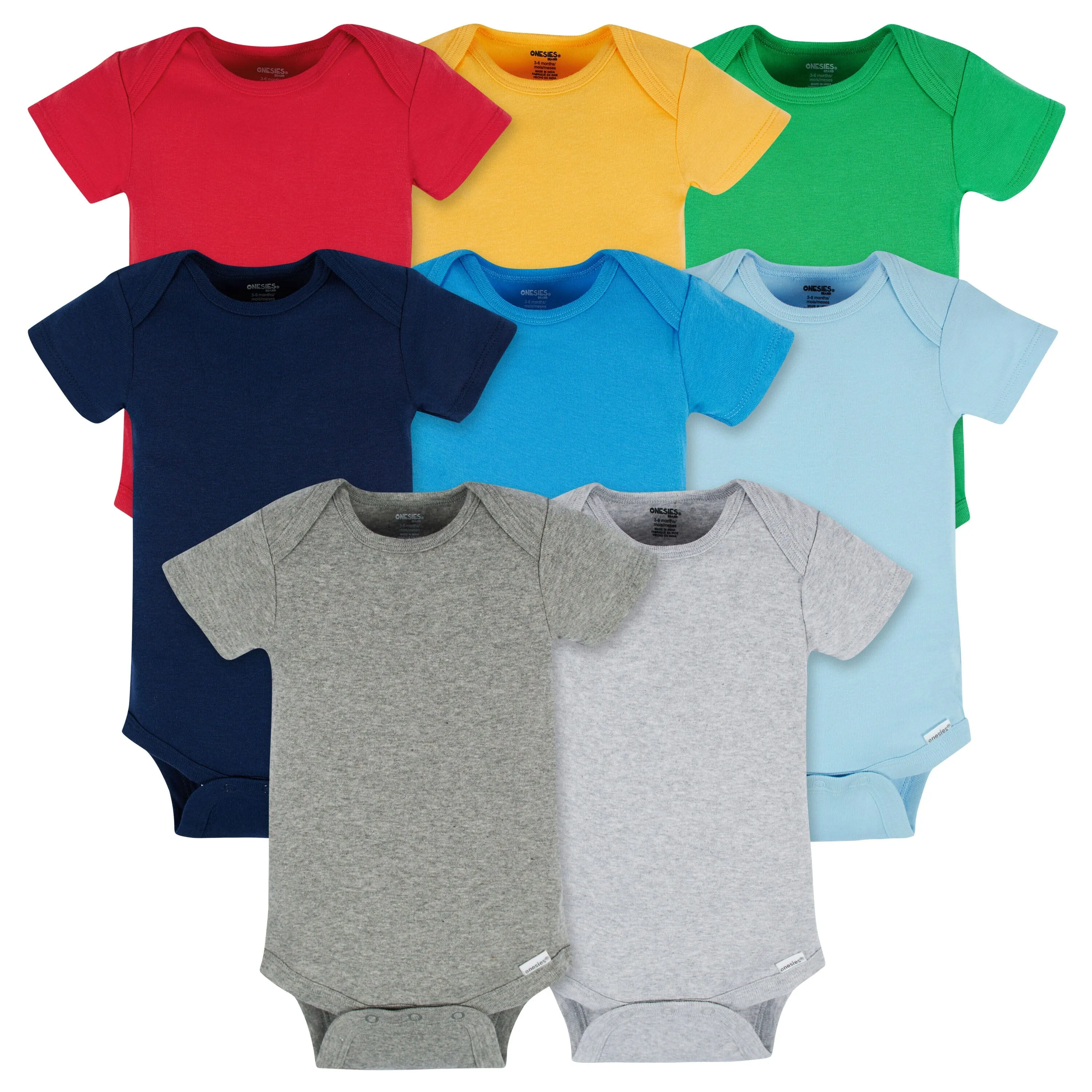 8-Pack Baby Neutral Classic Rainbow Short Sleeve Onesies® Bodysuits