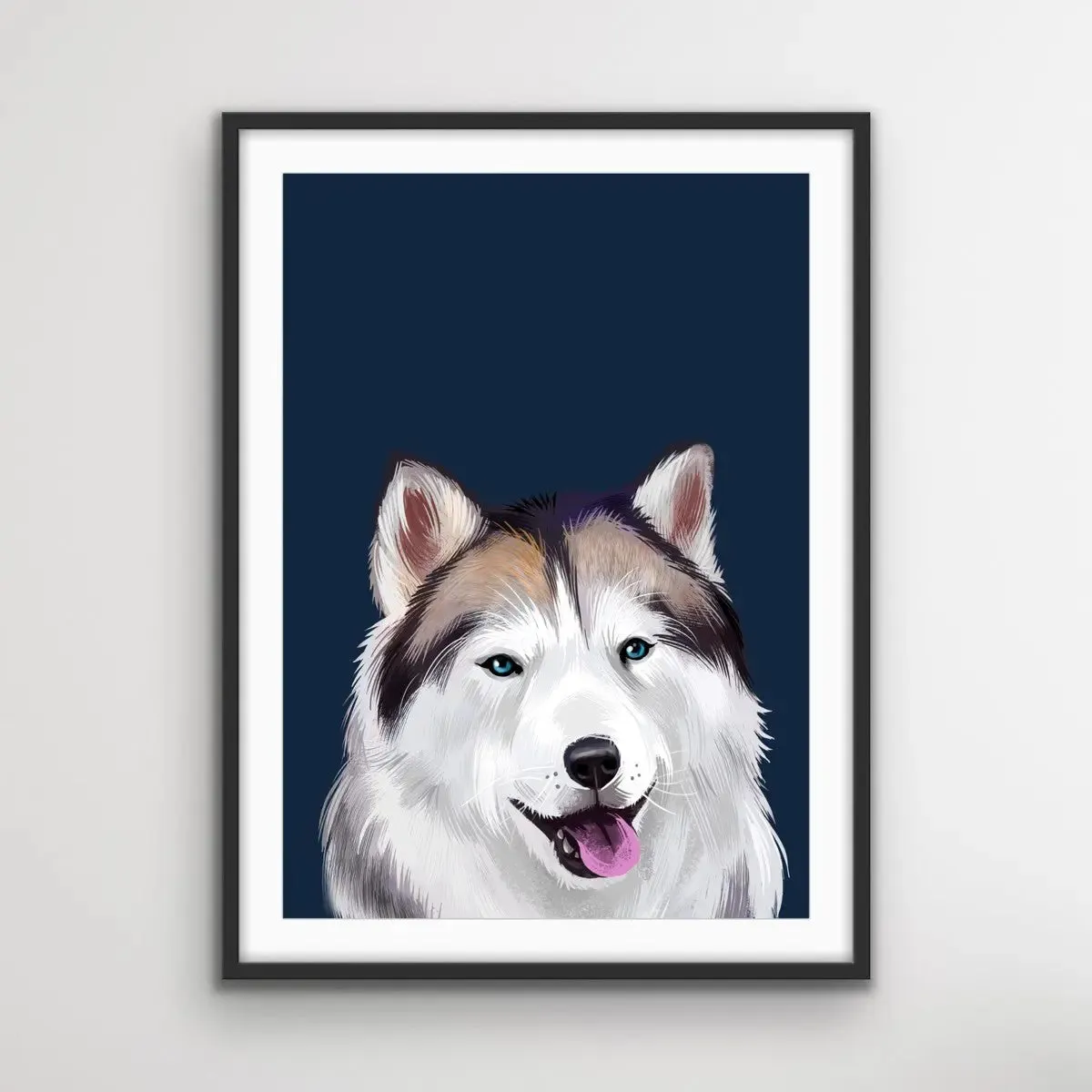 Alaskan Husky Dog Art Print Stretched Canvas Wall Art