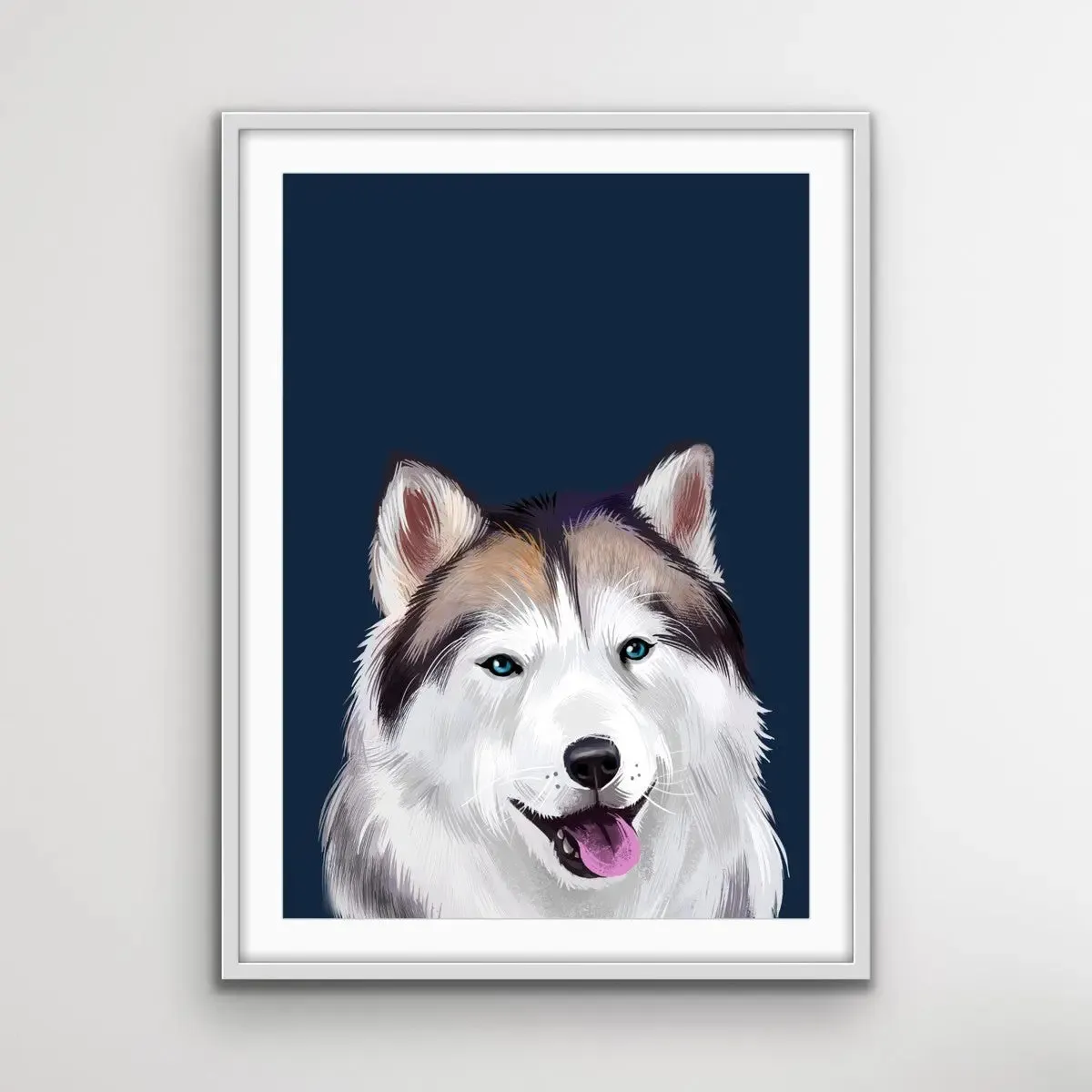 Alaskan Husky Dog Art Print Stretched Canvas Wall Art