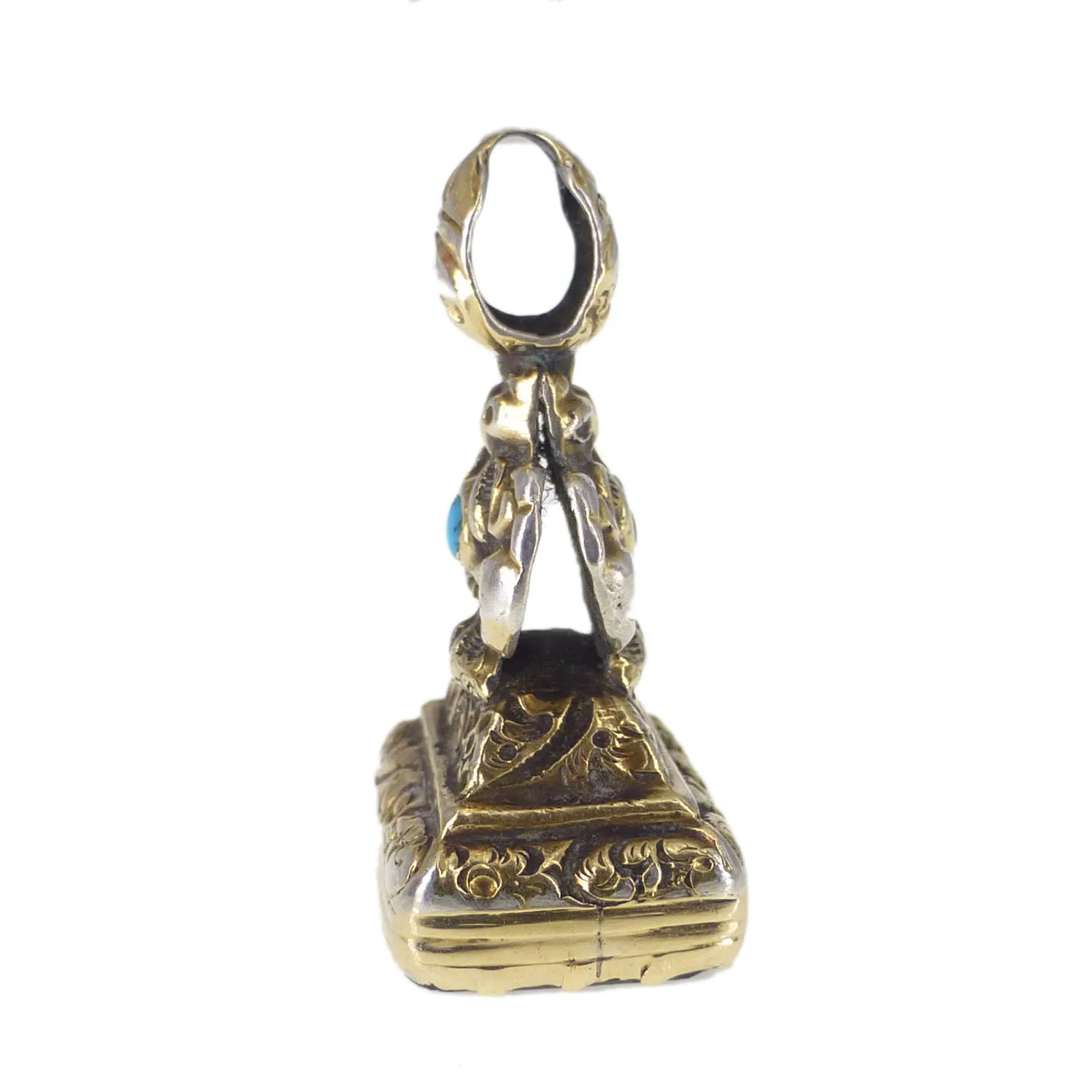 Antique Gold Cased 'May It Watch Over You' Eye Fob