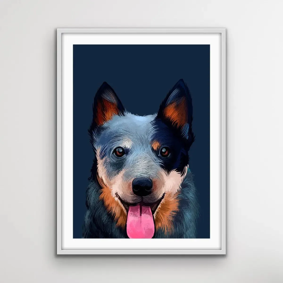 Australian Cattle Dog Landscape Art Print Stretched Canvas Wall Art