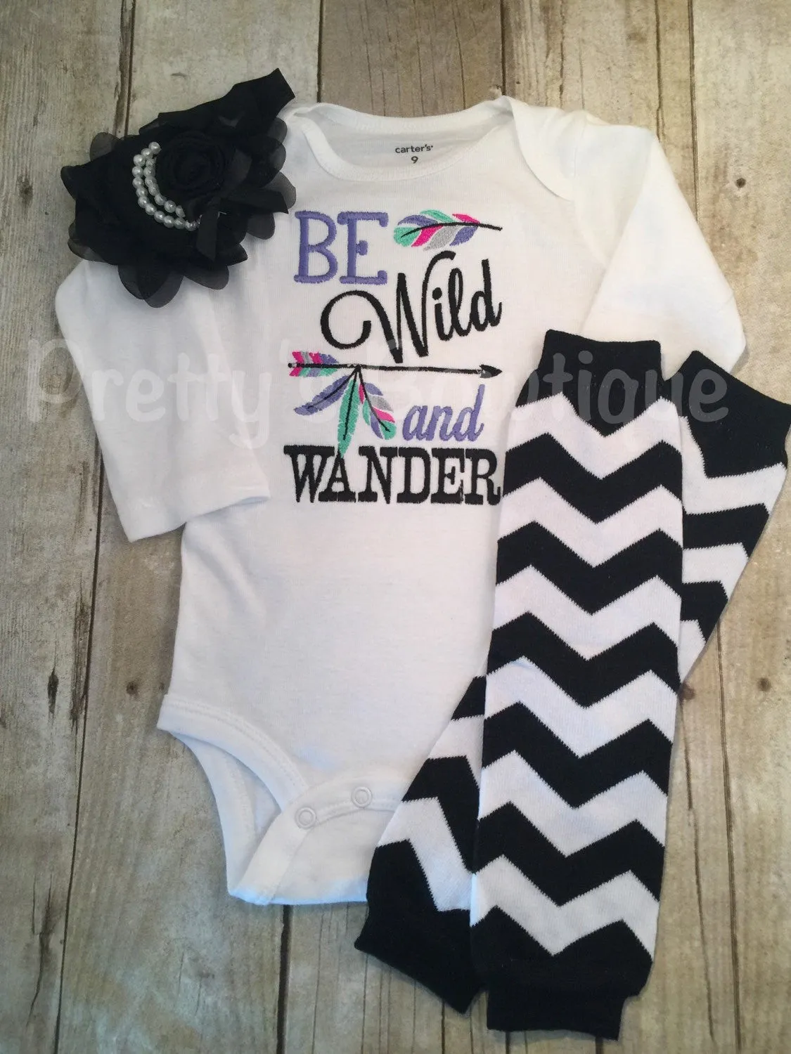 Be Wild and Wander Bodysuit or shirt, legwarmers, and black headband Set can be customized