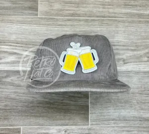 Beer Mugs / Cheers Patch on Corduroy Hat with Snapback