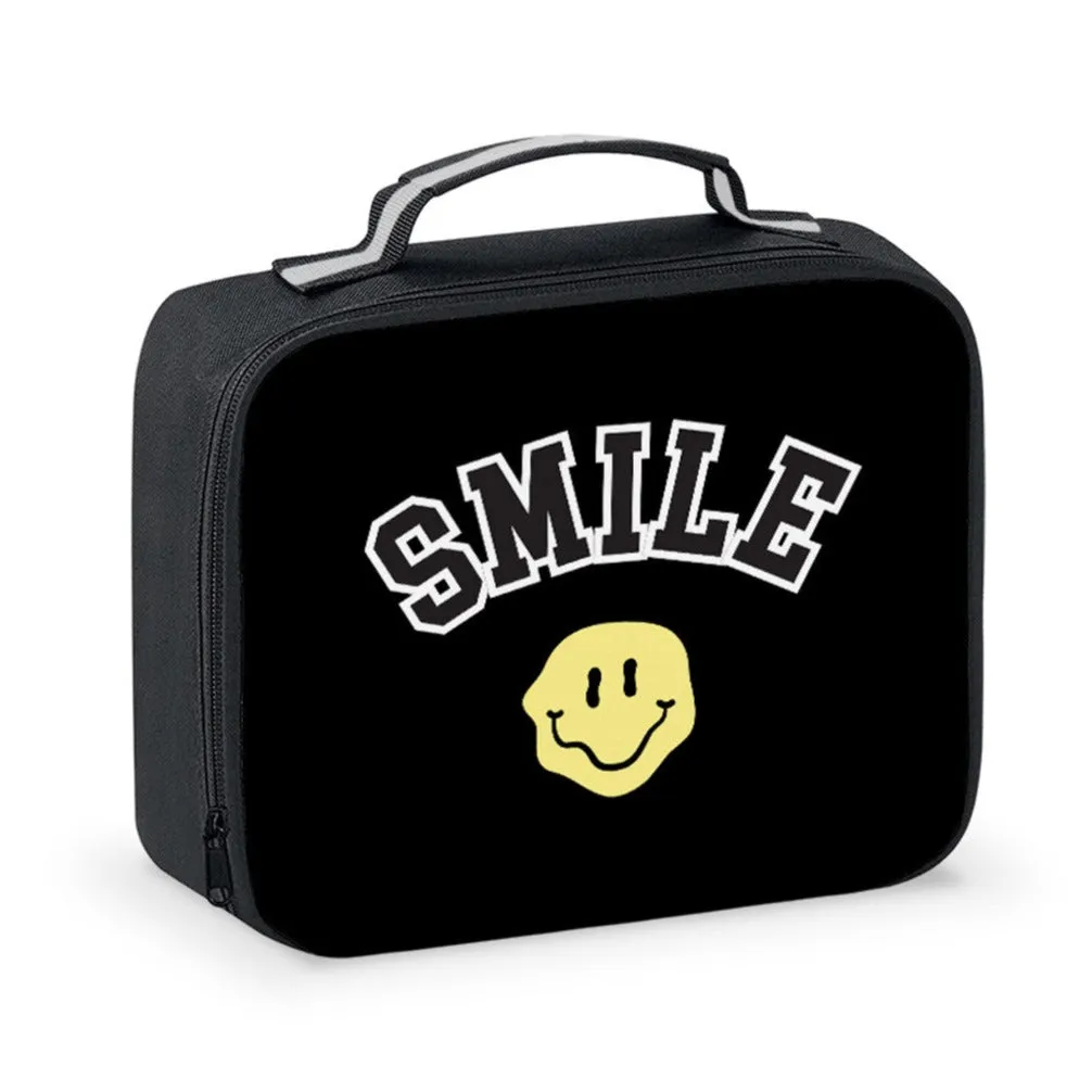 Black Happy Lunch Bag with Patches