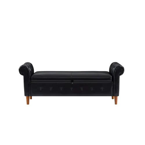 Black Multifunctional Storage Rectangular Sofa Stool