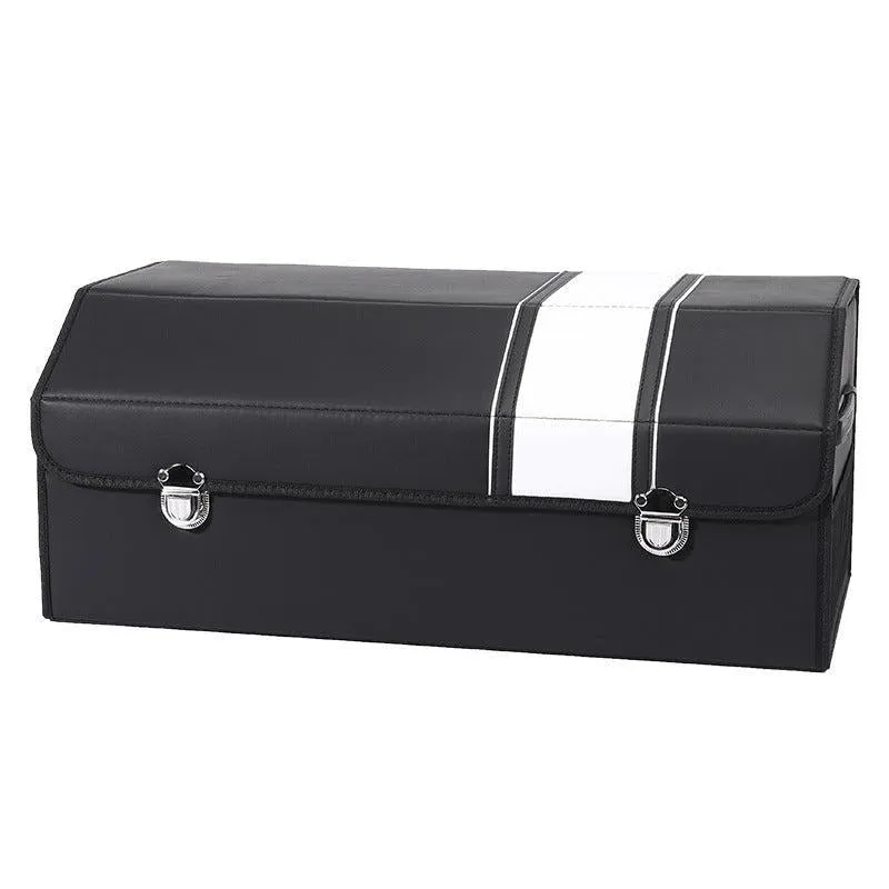 Car Leather Trunk Organizer Box - White Stripe