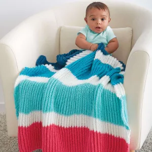 Caron Bold Stripes Knit Baby Blanket