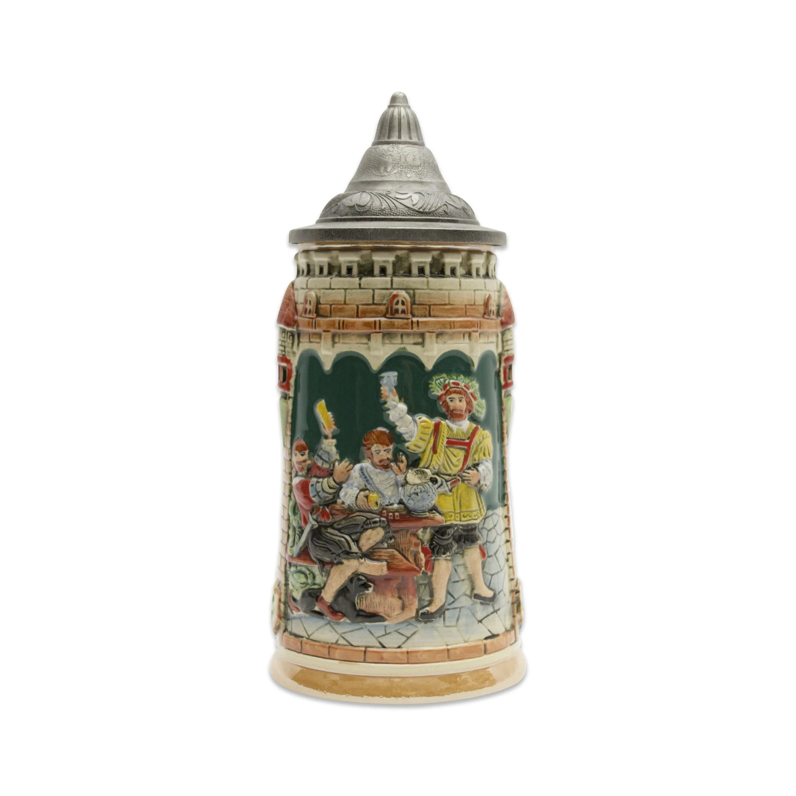 Castle Festival Engraved German Beer Stein with Metal Lid