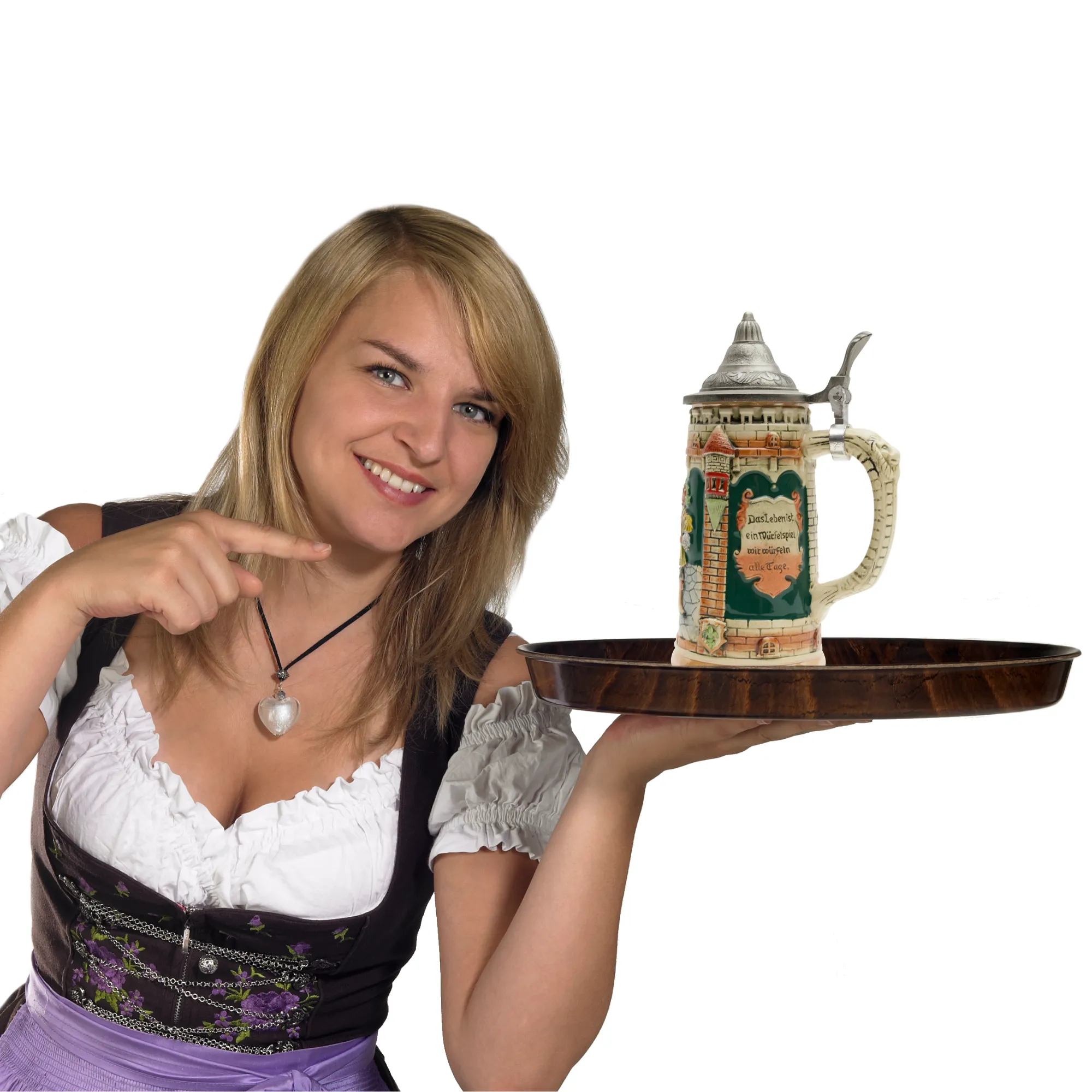 Castle Festival Engraved German Beer Stein with Metal Lid