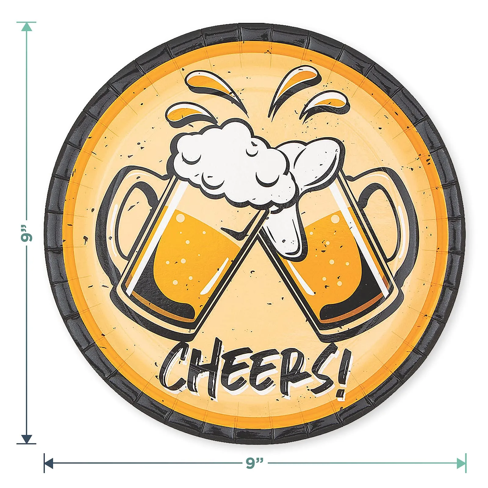 Cheers and Beers Party Paper Dinner Plates, Napkins, Table Cover, Mug Garland and Balloon Set (Serves 16)