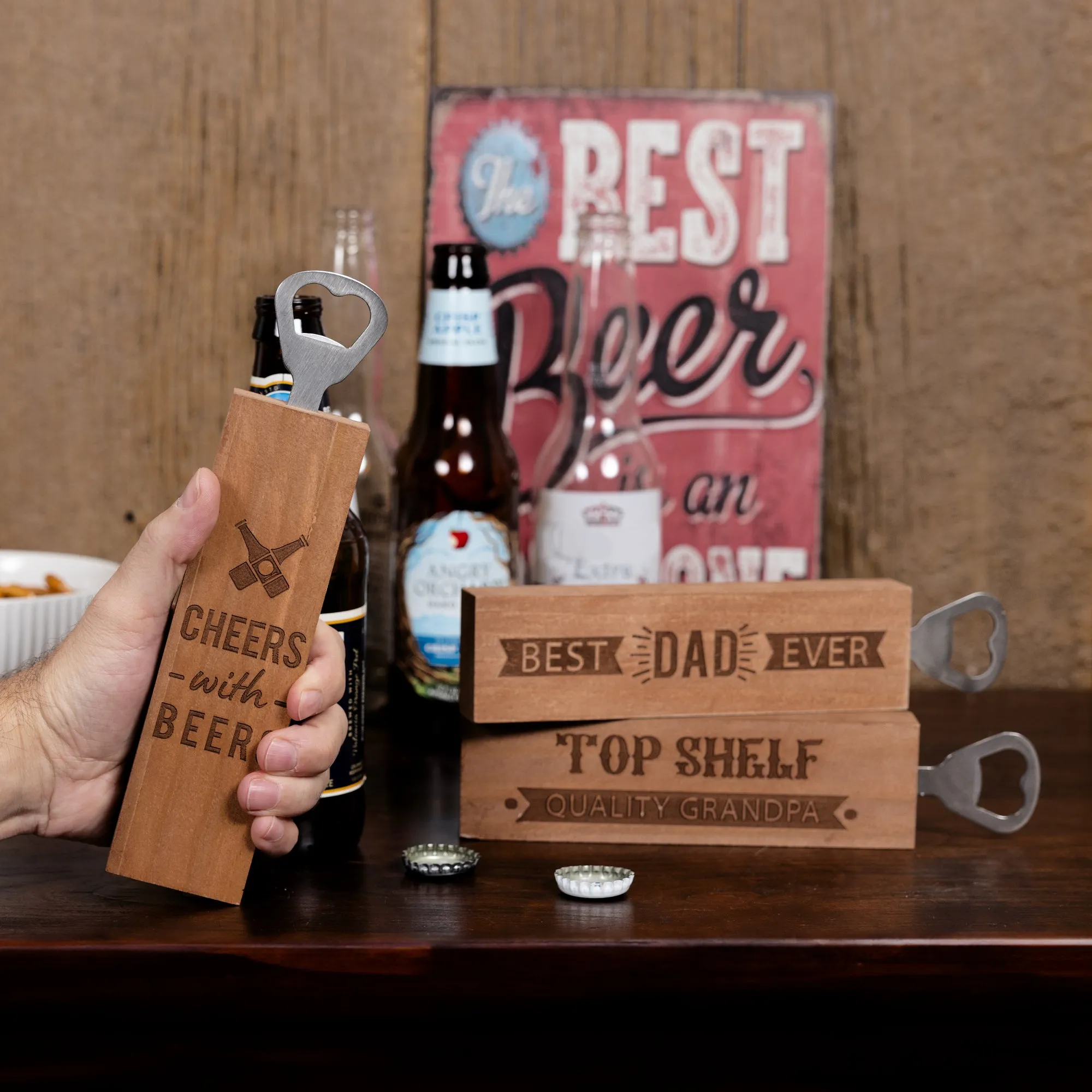 Cheers with Beers 2" x 7" Wooden Bottle Opener