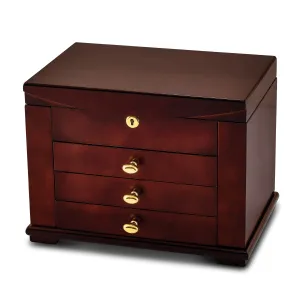 Cherry Finish Veneer Jewelry Chest Side Doors