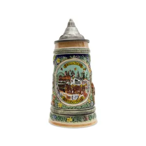 Collectible Oktoberfest Deluxe Beer Stein with Engraved Metal Lid