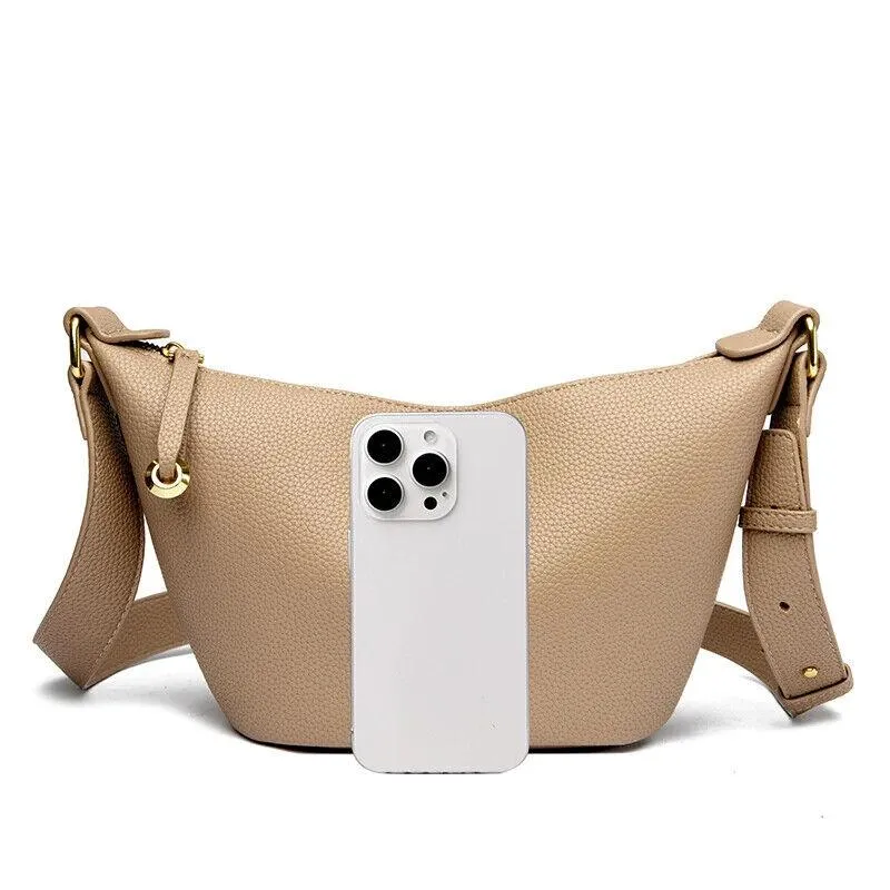 Crossbody Bags Leather Women's Small Zipper Simple Solid Boat Shape Purses