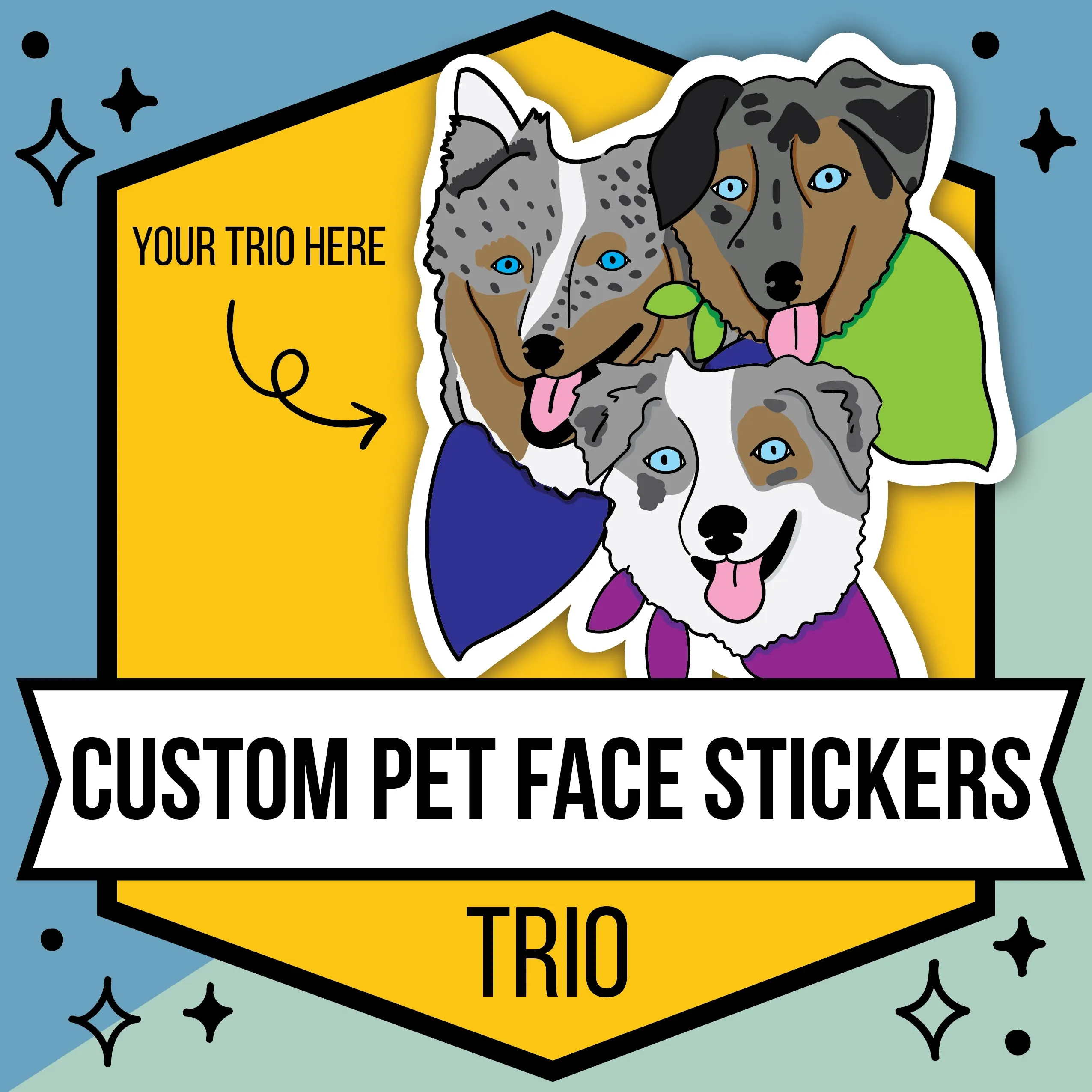 Custom Illustrated Pet Face Sticker