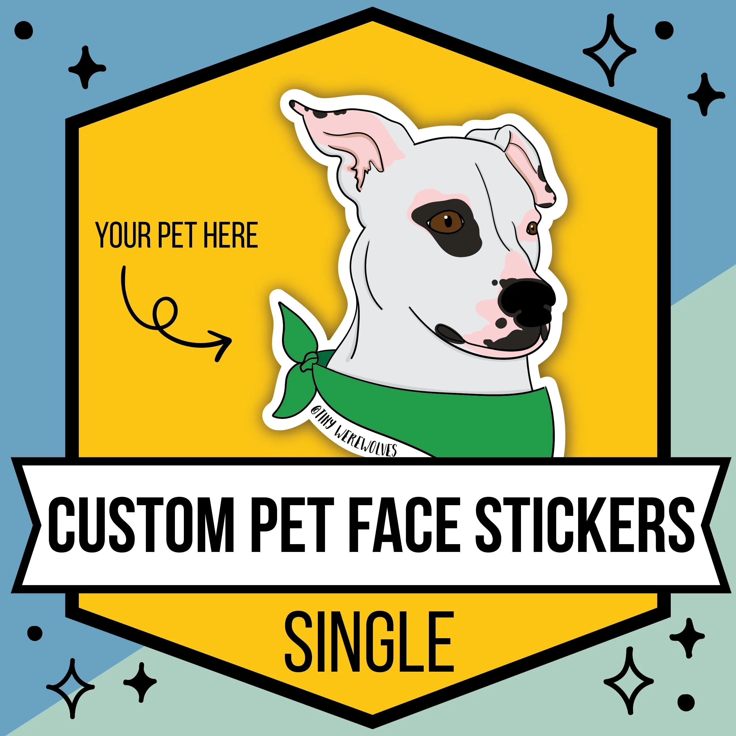 Custom Illustrated Pet Face Sticker