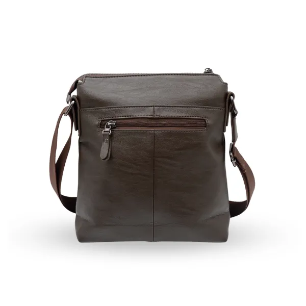 DARREN - Mens Dark Brown Leather Small Messenger Bag