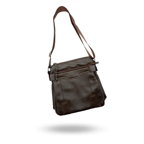 DARREN - Mens Dark Brown Leather Small Messenger Bag