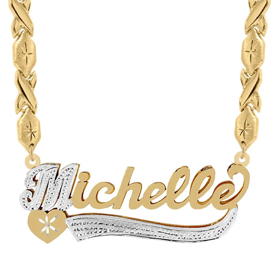 Double Plated Name Necklace Michelle with Xoxo Chain