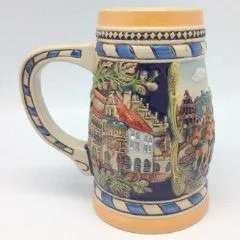 Engraved Beer Stein Munich Scene Ceramic