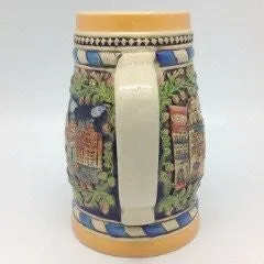 Engraved Beer Stein Munich Scene Ceramic