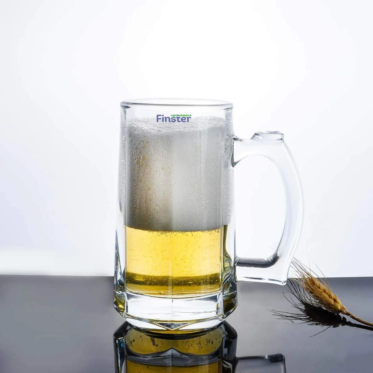 FINSTER Crystal Beer Mugs Set of 2 with Strong Handle 400ml (Premium Fancy Beer Mug for Husband)