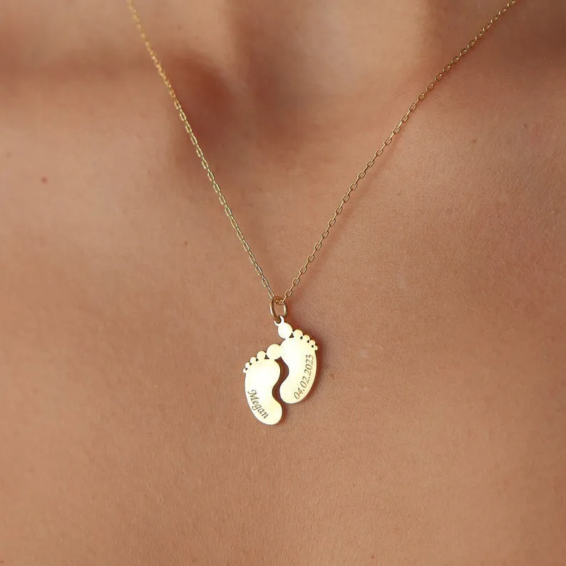 Footprint Necklace for Mom Personalized Footprint Necklace Mother or Baby Gift Footprint Charm  Mothers Day Gift Gift for Her