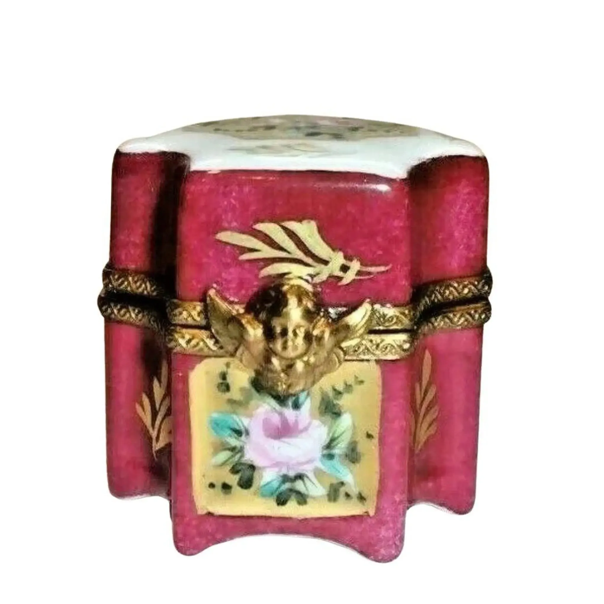 Four Perfume Octagonal Footed Trinket Box