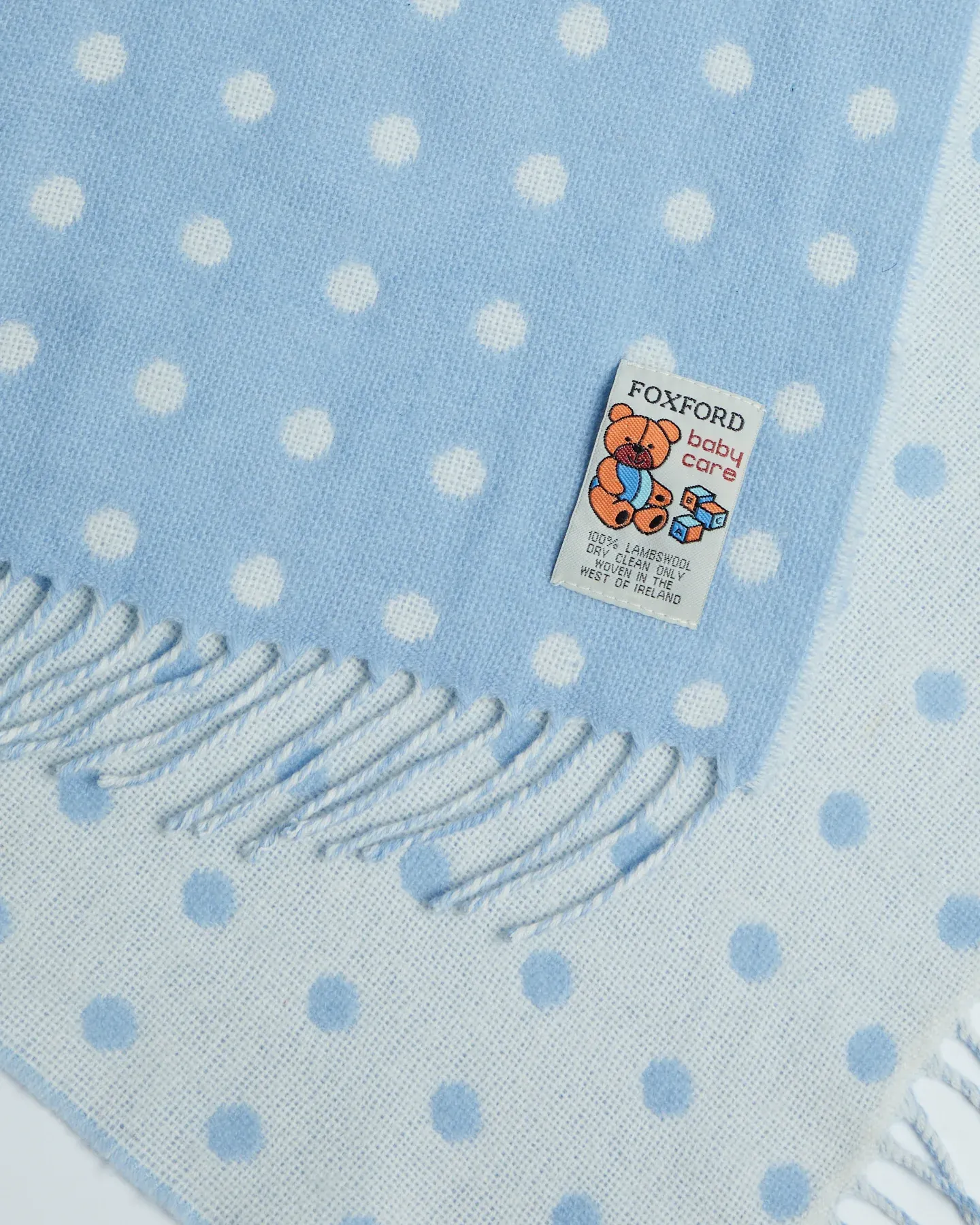 Foxford Blue Spot Lambswool Baby Blanket